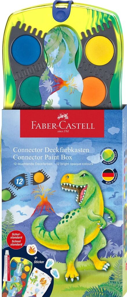 ACUARELE 12 CULORI CONNECTOR DINOZAURI 2025 FABER-CASTELL