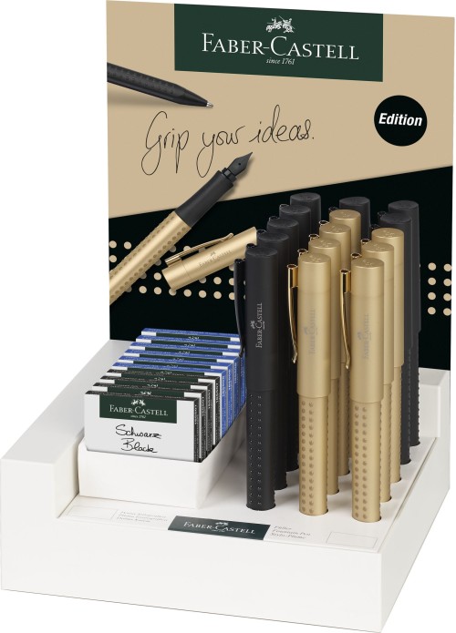 DISPLAY 15 BUC STILOU GRIP 2011 BLACK&GOLD FABER-CASTELL