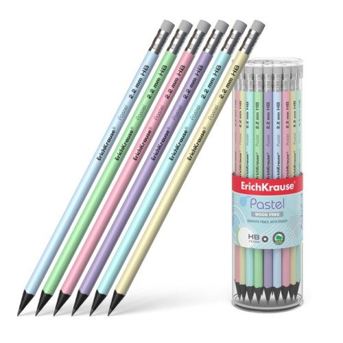 Creion ErichKrause HB cu radiera, pastel