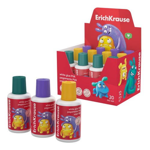 Lipici lichid ErichKrause 20 ml joly friends, cu pensula