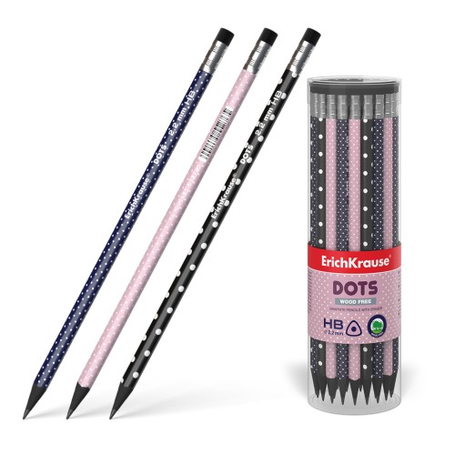 Creion Erickkrause HB cu radiera Dots