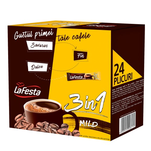 Bautura instant La Festa 3in1, Mild, plicuri 24x15.6g