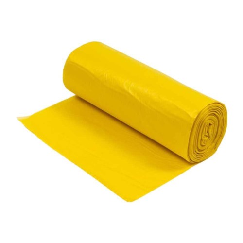 Saci menaj LDPE, galbeni, 50x70 cm, 35 litri, 21 microni, 15 bucati/rola