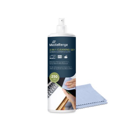 Spray curatare ecran MediaRange, cu laveta de microfibra, 250 ml