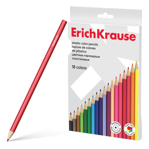 Creioane colorate ErichKrause hexagonale 18 culori/set