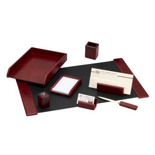 Set organizator de birou Forofis, lemn 8 piese, visiniu
