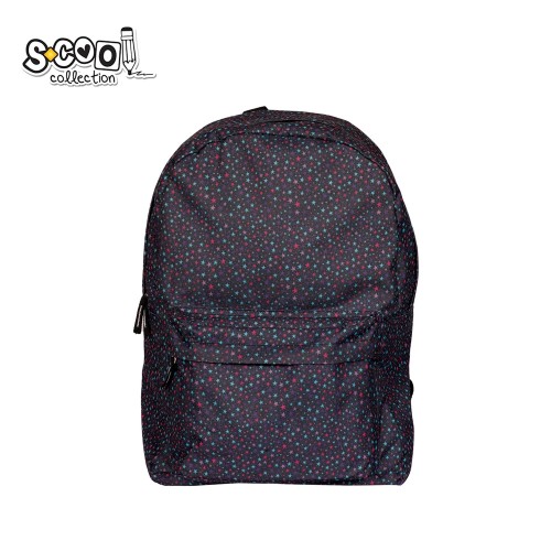 Ghiozdan CLASSIC negru / stelute, 30x16x43 cm - S-COOL