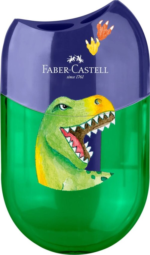 ASCUTITOARE PLASTIC DUBLA CU CONTAINER DINOZAURI FABER-CASTELL