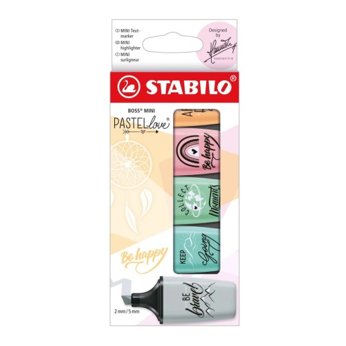 Textmarker Stabilo Boss mini Pastellove, 5 culori