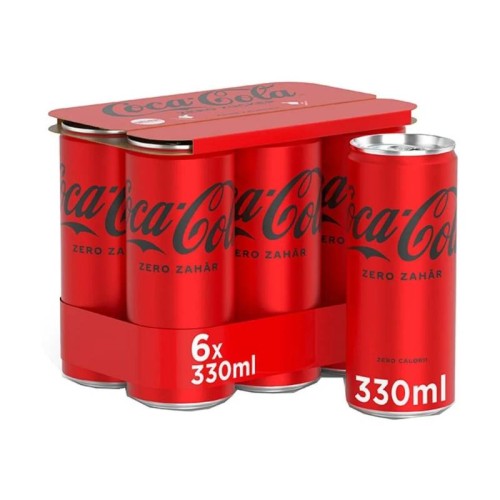 Bautura racoritoare carbogazoasa Coca-Cola Zero, 0.33 l, 6 bucati/bax, eticheta SGR