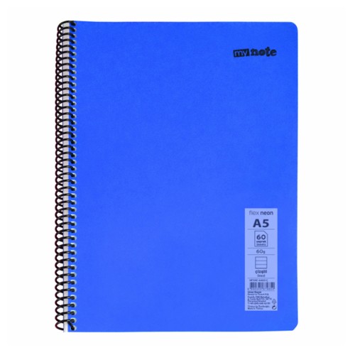 Caiet cu spira Mynote, PP A5, 60 file, matematica, Neon