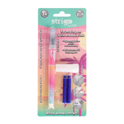 Stilou Strigo cerneala cu stergere + 2 rezerve + dispozitiv curatare, in blister, Gradient