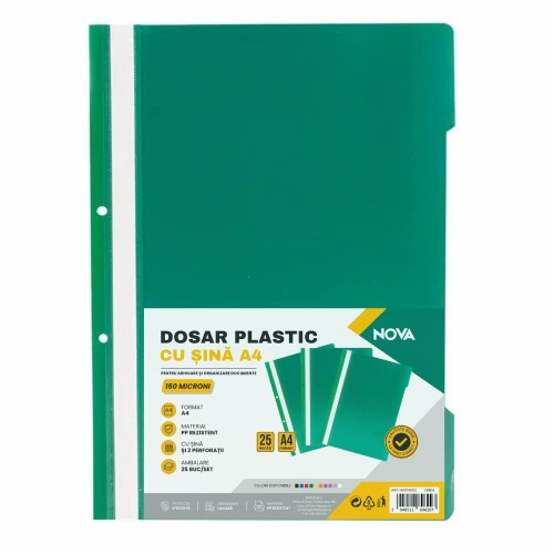 Dosar plastic Nova cu sina si 2 perforatii, verde